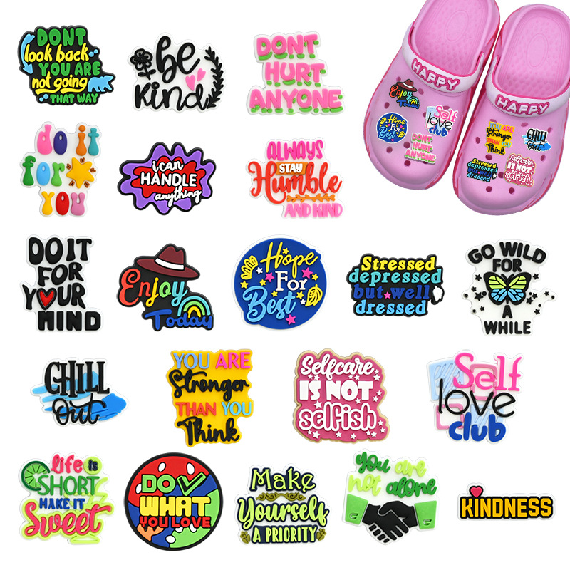 Women Shoes Kinds - 1/20Pcs Motivational Positive Text PVC Shoe