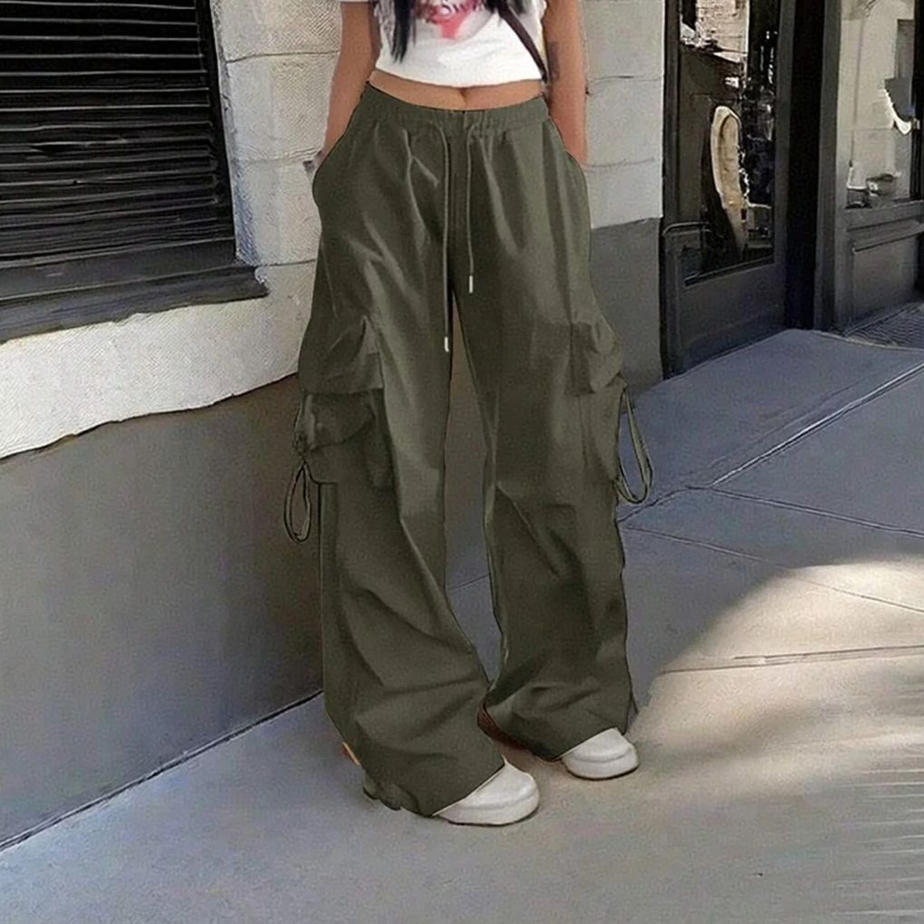 Women Shoes Joggers - Oversized Pocket High Street Pant Black