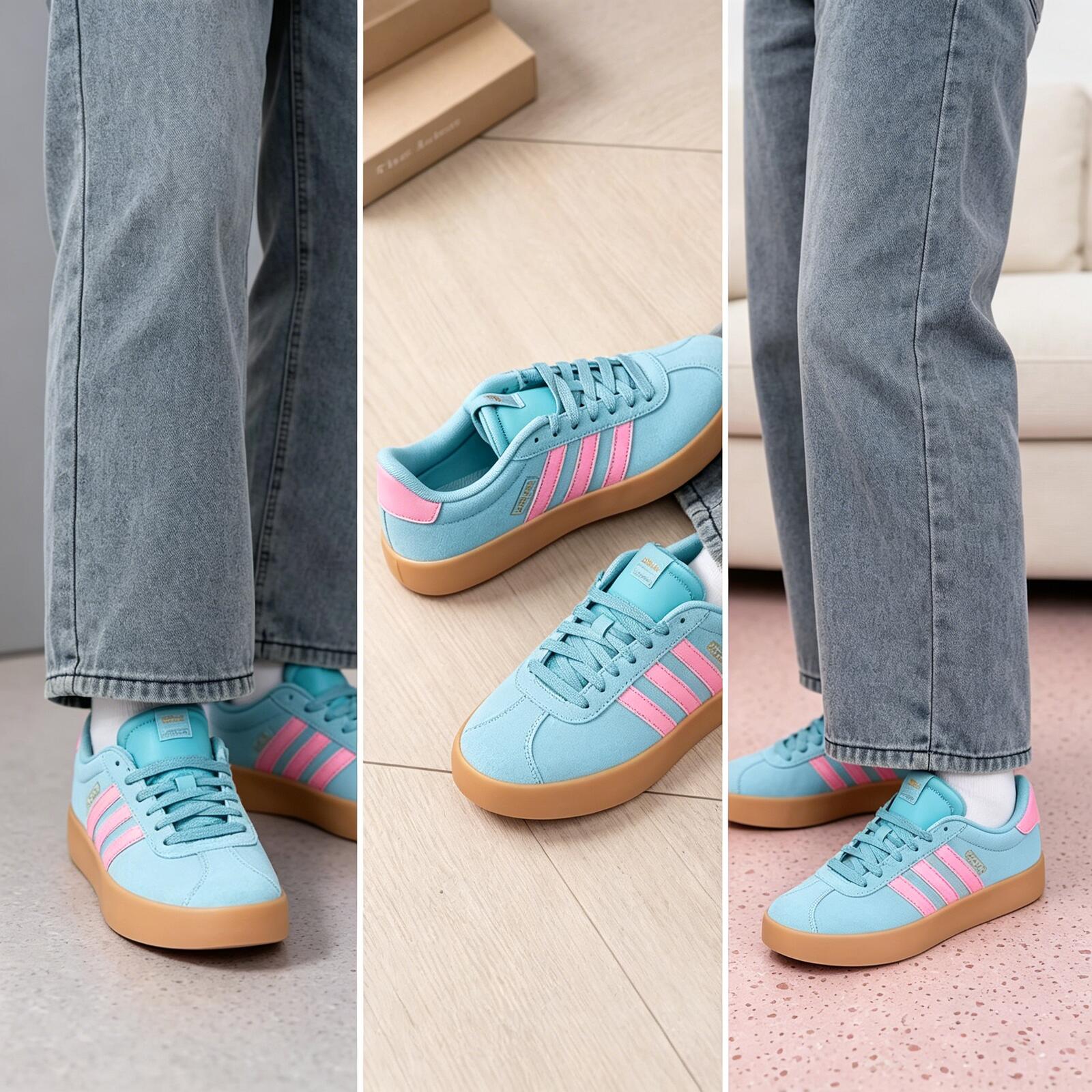 Women'S Shoes Pink Adidas - Adidas Popular Cyan Pink Suede Retro