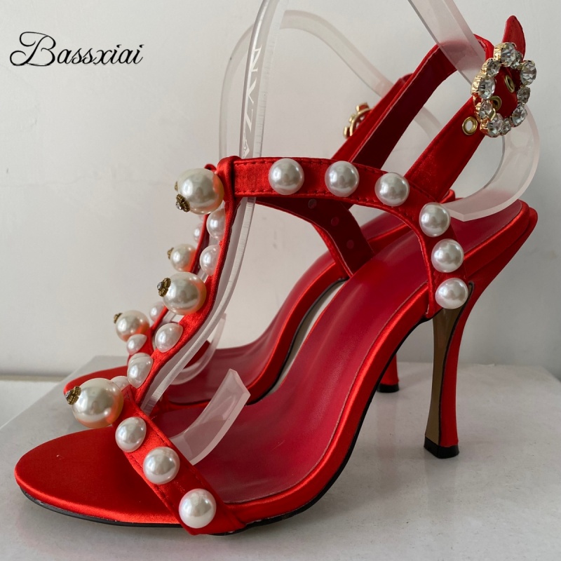 Pearl Bead Decor T-Strap Stile - Strappy Heeled Sandals recension och pris