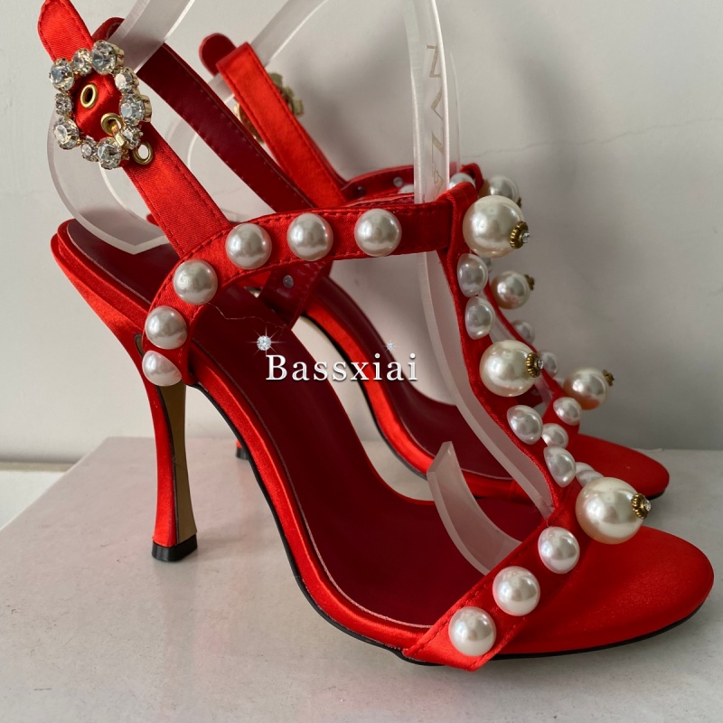Pearl Bead Decor T-Strap Stile - Strappy Heeled Sandals recension och pris