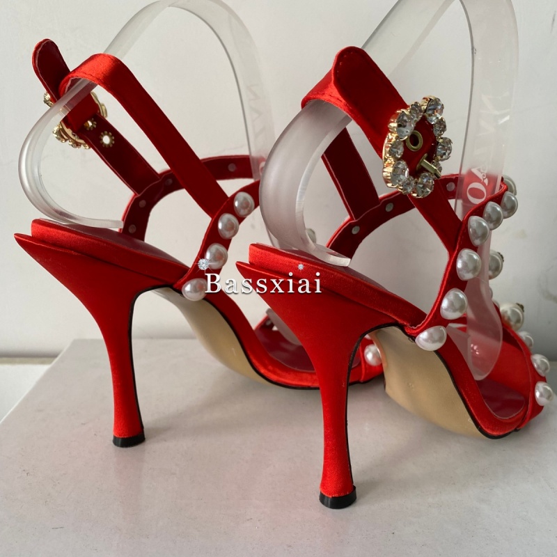 Pearl Bead Decor T-Strap Stile - Strappy Heeled Sandals recension och pris