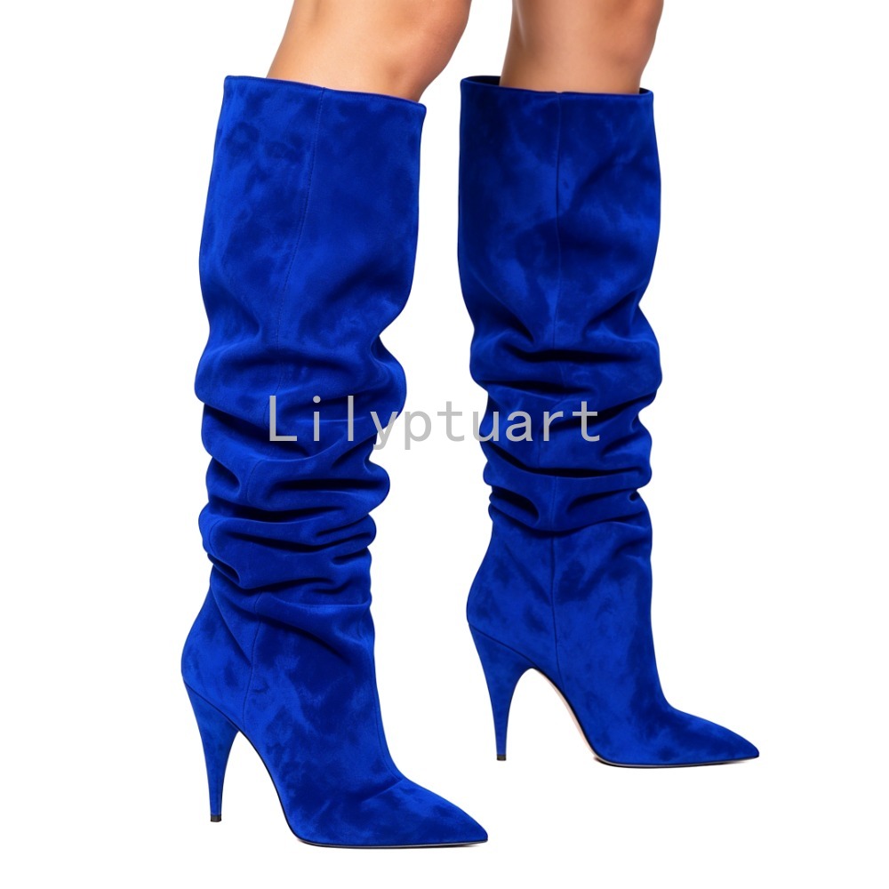 Women's Blue Suede Slouchy Kne - Women'S Shoes Navy Blue recension och pris