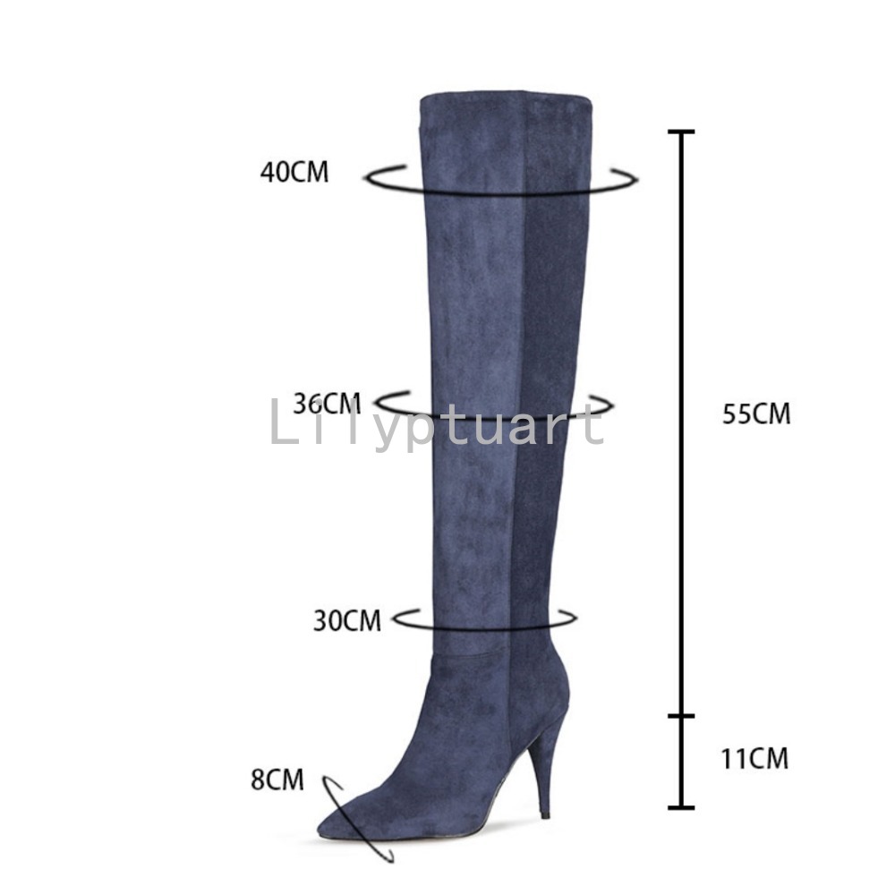 Women's Blue Suede Slouchy Kne - Women'S Shoes Navy Blue recension och pris
