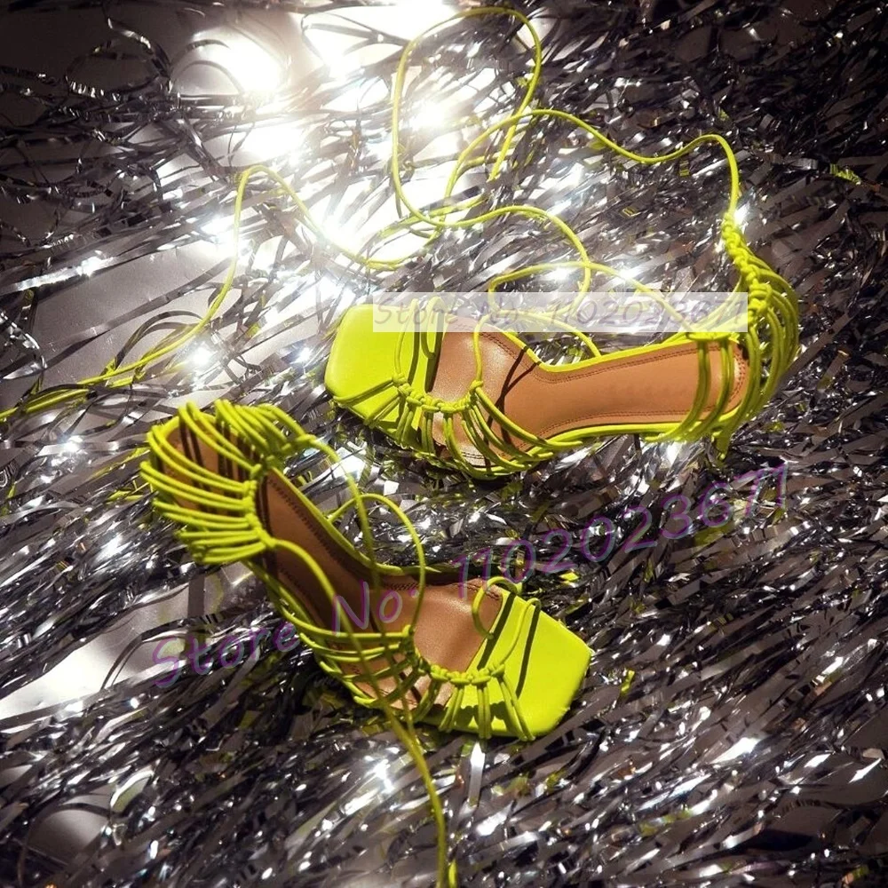 Chic Corded Lace-up Caged Sand - Strappy Heeled Sandals recension och pris