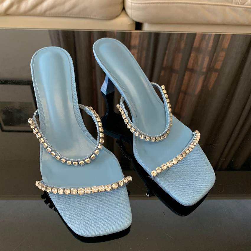 Denim Rhinestone Heels Sandals - Women Shoes Zara recension och pris