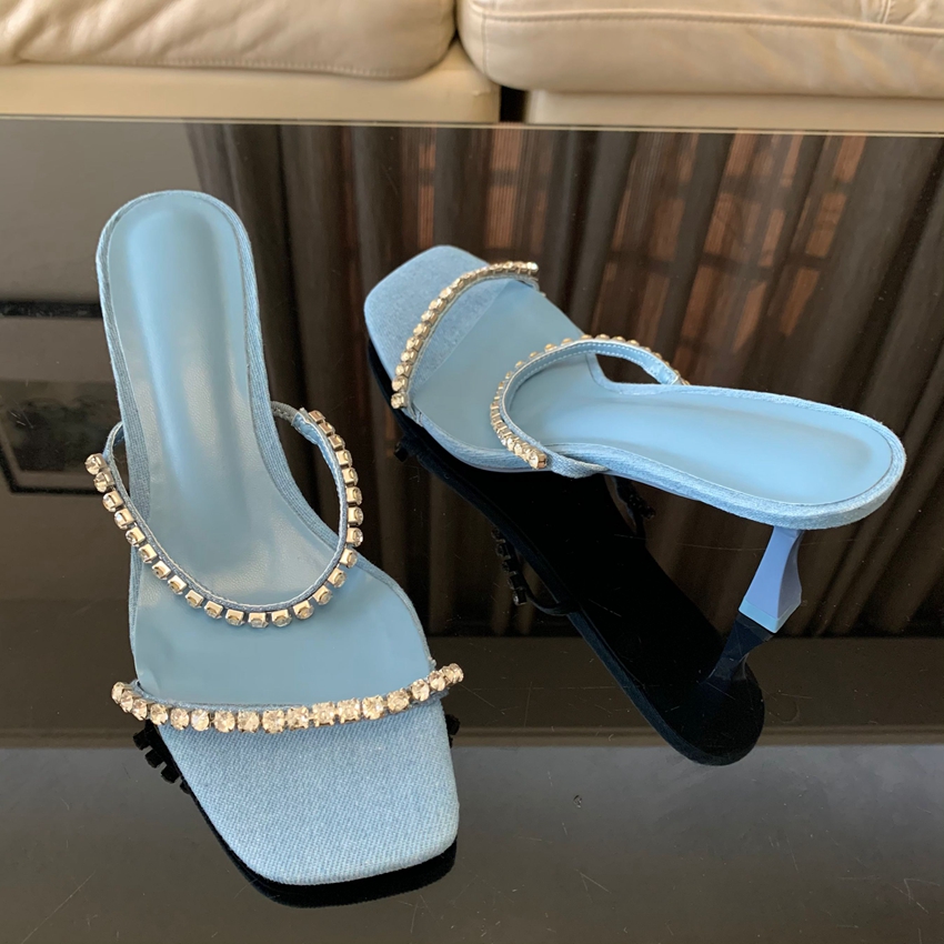 Denim Rhinestone Heels Sandals - Women Shoes Zara recension och pris