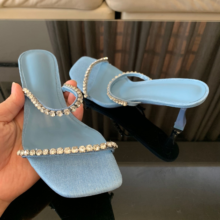 Denim Rhinestone Heels Sandals - Women Shoes Zara recension och pris