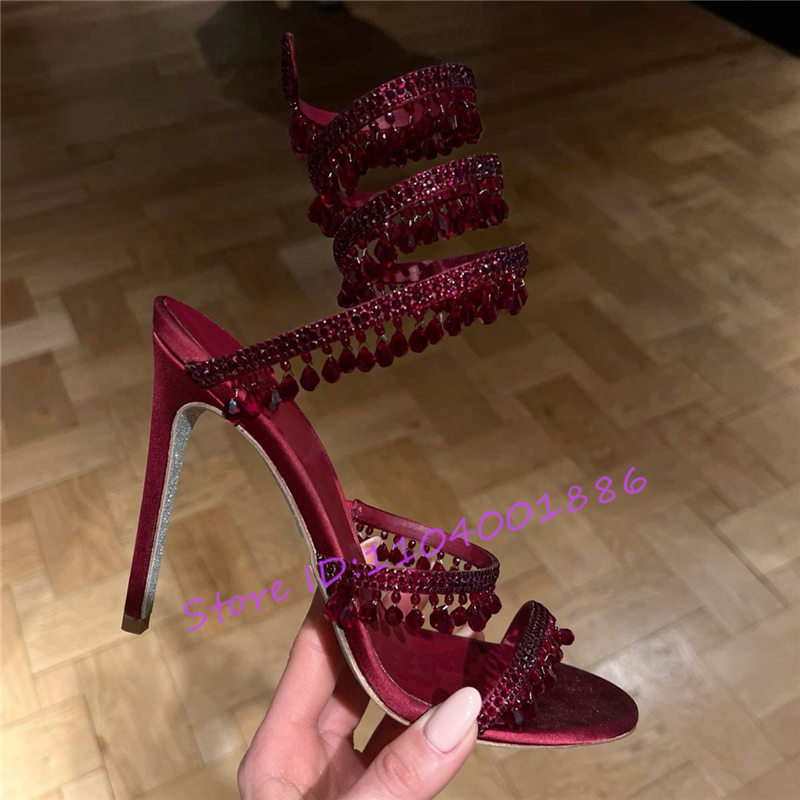 Rhinestone Snake Shape Ankle S - Strappy Heeled Sandals recension och pris