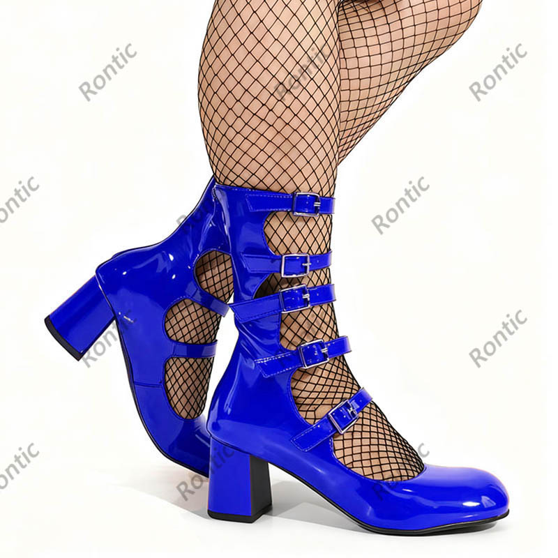Blue Patent Leather Gothic Boo - Women'S Shoes Navy Blue recension och pris