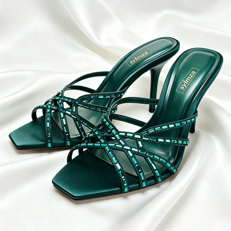 Unique Peacock Blue Crystal De - Women'S Shoes Navy Blue recension och pris