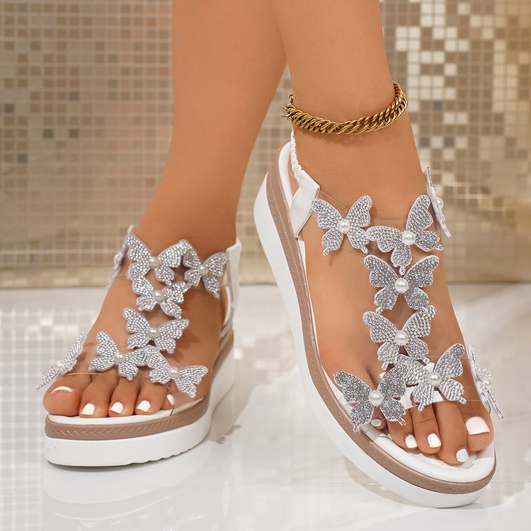 Blue Crystal Butterfly Sandals - Women'S Shoes Navy Blue recension och pris