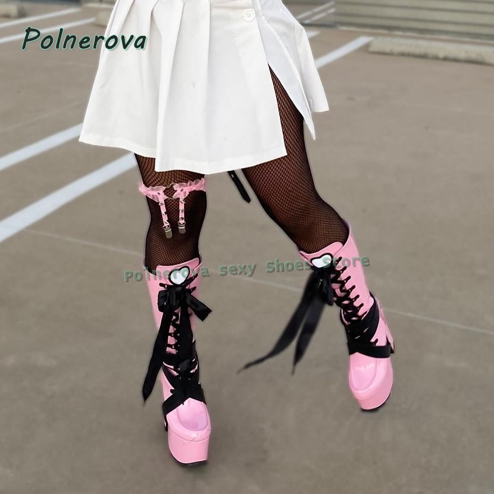 Women's Pink Platform Knee Hig - Wedge Heeled Sneaker recension och pris
