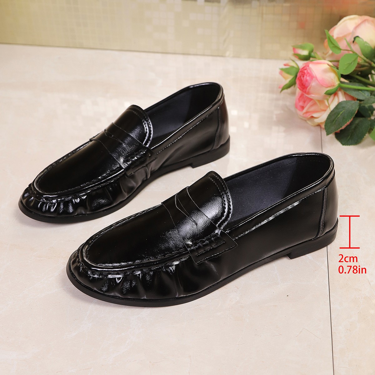 2026 Summer British Style Blac - Women'S Shoes Round Toe recension och pris