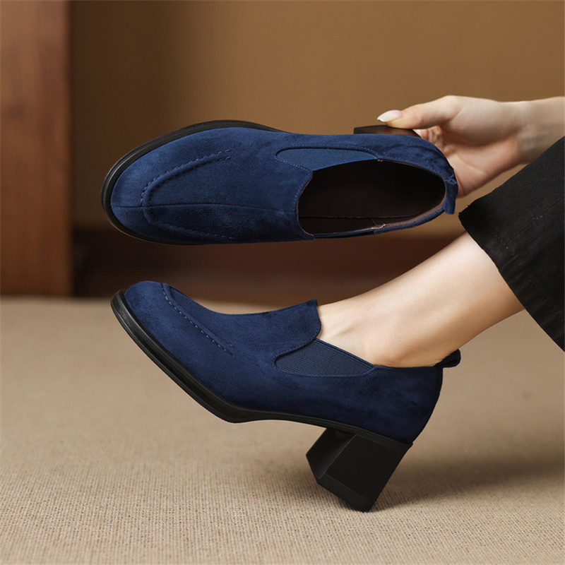 New Spring/Autumn Sheep Suede  - Women'S Shoes Navy Blue recension och pris